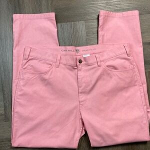 Oak Hill Straight Fit Pants Mens 42x32 Pink Cotton Blend Preppy Golf Casual Work